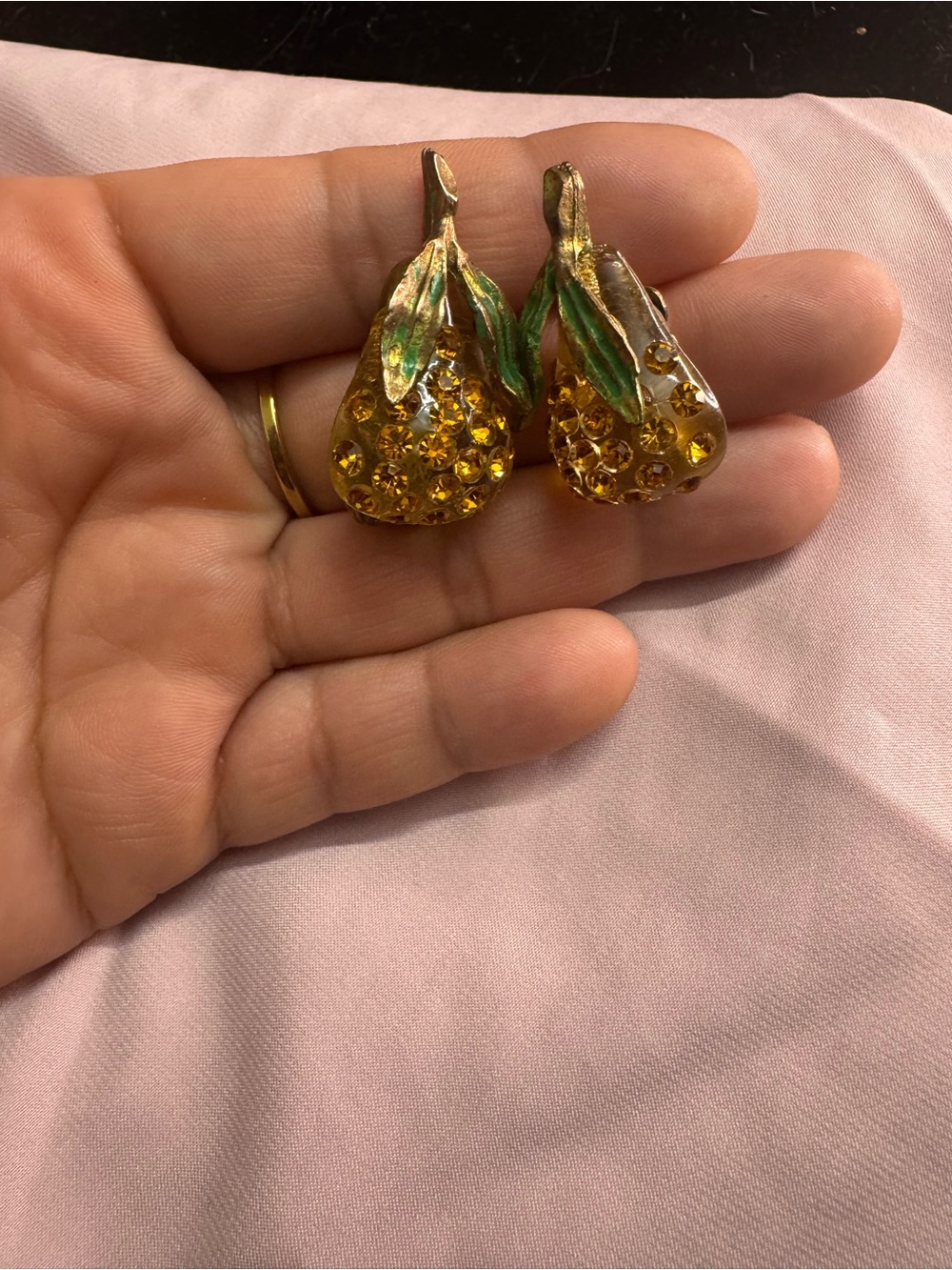 Vintage Forbidden Fruit Lucite Pear Earrings